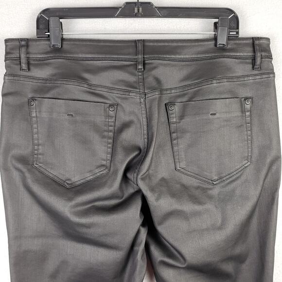 J. Jill Denim 14 Slim Ankle Jeans Black Metallic Sheen Coating Stretch Steampunk - Picture 9 of 12